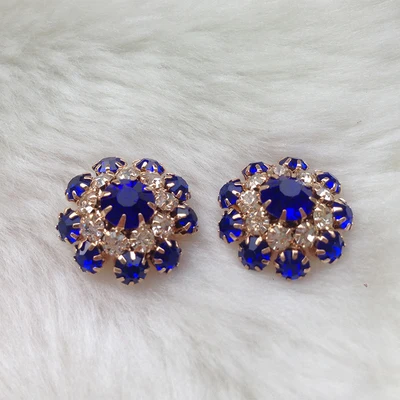 

Free shipping 10pcs/lot dark blue rhinestone trench coat buttons Flower adornment mink coat buttons rhinestone button