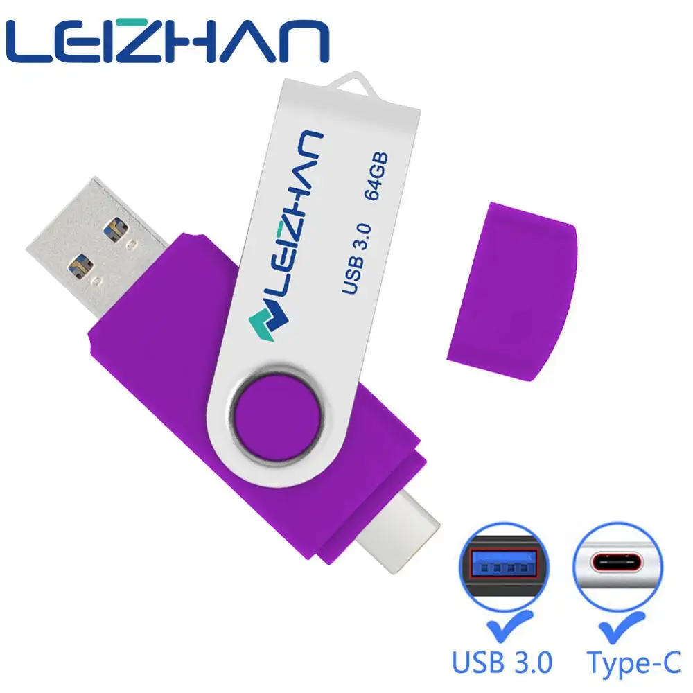 Флеш накопитель LEIZHAN USB Type C для Android Phone S10 S9 S8 256 ГБ флеш 3 0 64 32 16 128 C|USB
