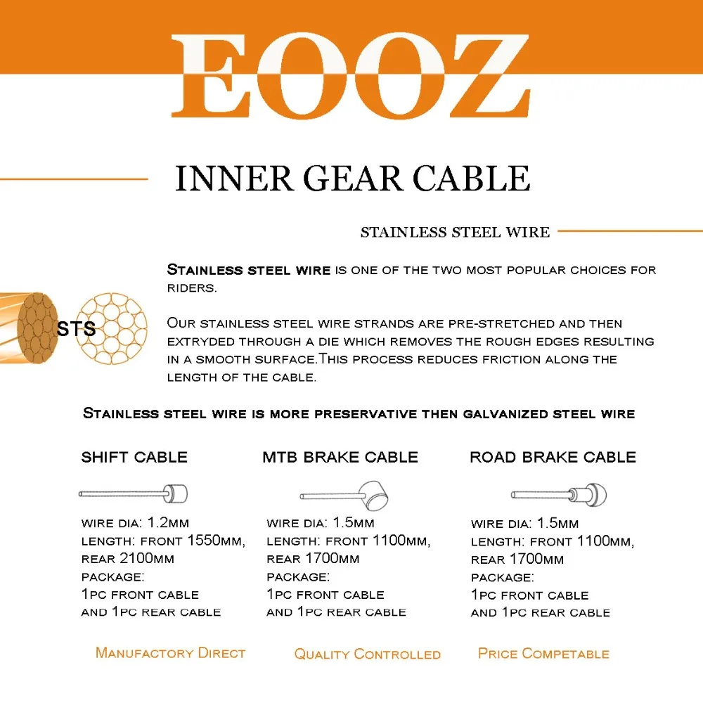 EOOZ 2 единиц, велосипед из нержавеющей стали переключения передач кабель Линия сердечника внутренний тросик сталь Горный Дорожный велосипед высокой прочности прочность линии