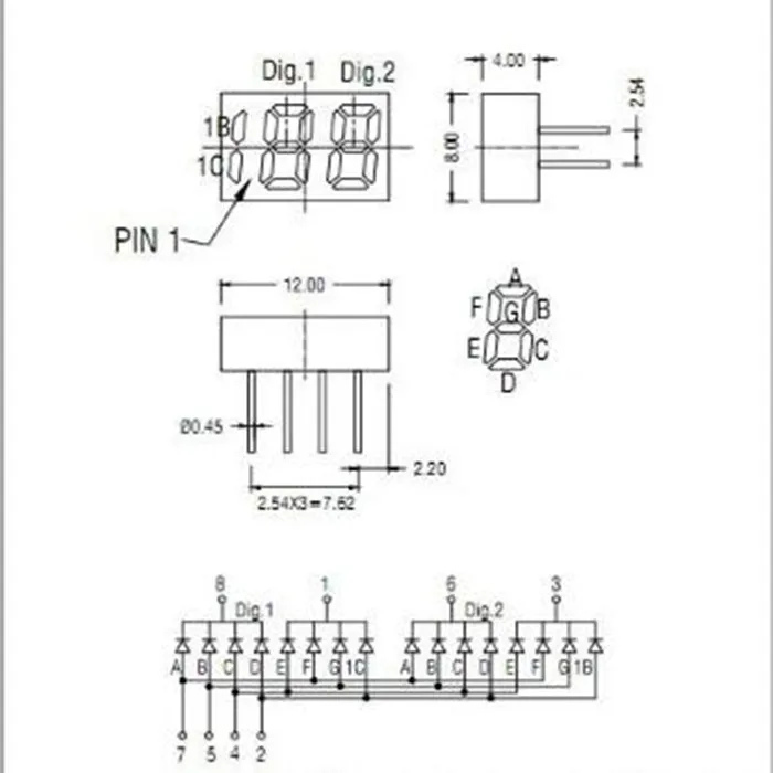 188 Digi общий анод 0.25 дюймов Красный 7-сегментный Дисплей 0.25 "без RADIX ТОЧКИ LED Дисплей 3 Бит Цифровой трубки серии Напряжение Панель