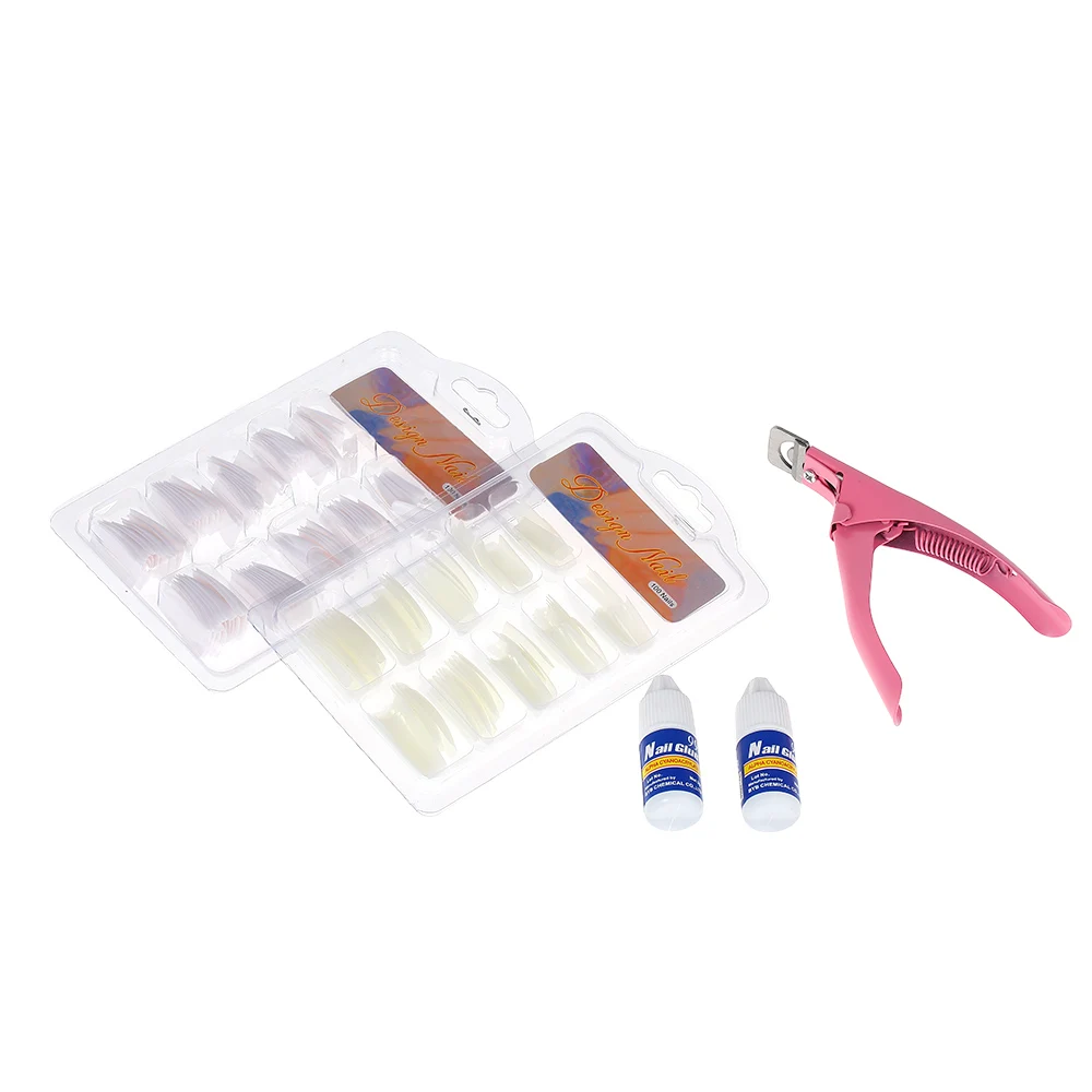 

200pcs Acrylic French Nail Tips Nail Art Glue U-shape Cut Cuticle Scissor Clipper False Nails Manicures Nail Glue Clipper Tools