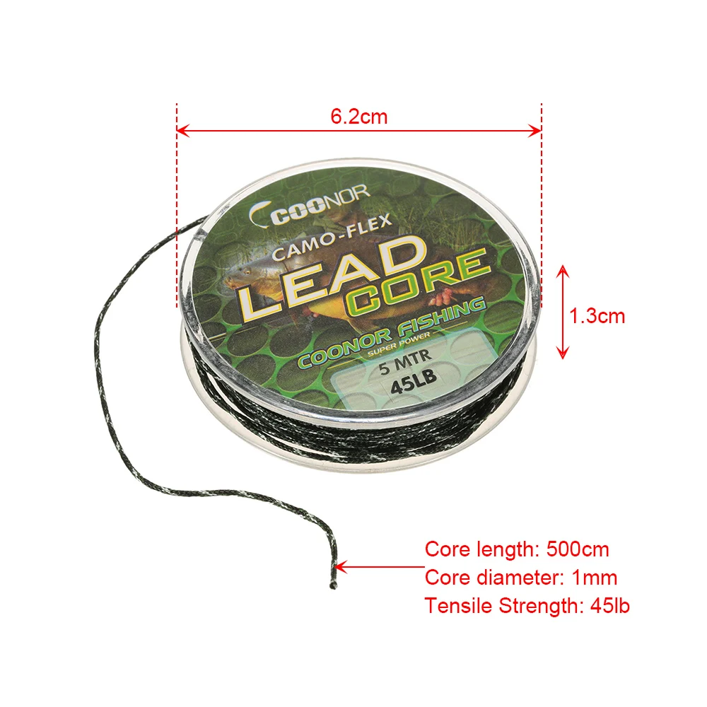 3 шт./лот 35 фунтов/45 фунтов/55 фунтов 5 м плетеная рыболовная леска Leadcore камуфляжная