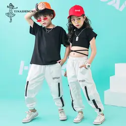 Детская уличная Одежда для танцев в стиле хип-хоп, джазовые танцевальные костюмы для девочек, Корейская версия одежды для выступлений