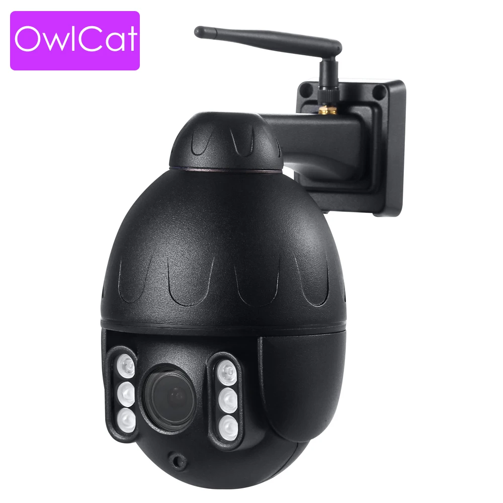 OwlCat Wireless Street IP Camera IP66 Waterproof WiFi Surveillance Camera Chamber with Microphone Speaker Talk 128GB SD Slot