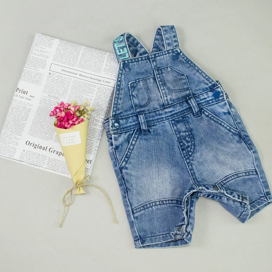 

Infant Boys&Girls Denim Rompers Jumpsuit Newborn Kids Dungarees Pocket Button Patchwork Denim Overalls Toddler Baby Pants Shorts