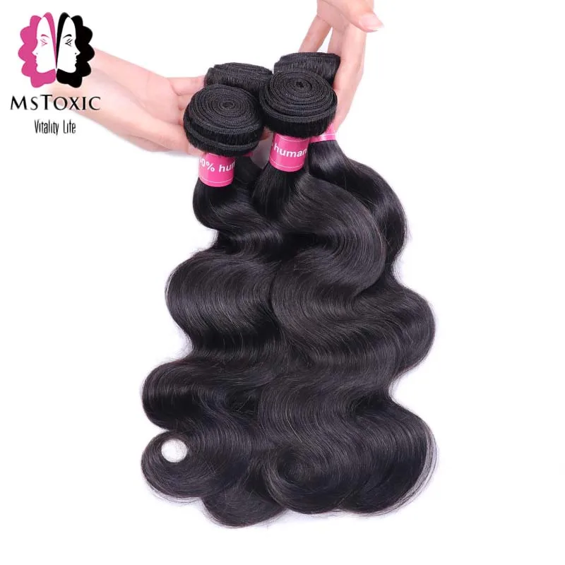Mstoxic font b Hair b font 4 Bundles Brazilian Body Wave Human font b Hair b