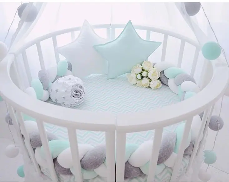 

Minimalism Baby Bed Bumper Knot Design Newborn Crib Pad Protection Cot Bumper pillowBedding Accessories for Infant Room Decor 2M