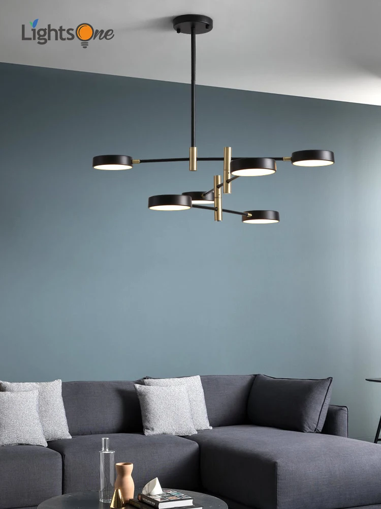 

Simple personality Creative Design LED pendant light Nordic home wrought iron set hall rotating shape pendant lamp