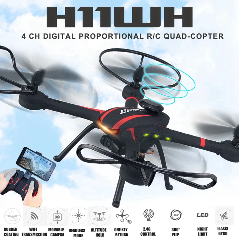 JJRC H11WH RC Drone With 2MP WiFi Rotatable Camera Height Hold Mode One Key Land Fpv