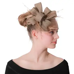 Хаки диадема для невесты необычные перья волос замужние fascinators женские элегантные волосы аксессуары и клипсы для волос Новая мода