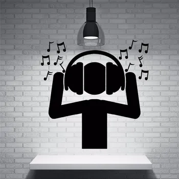 

Black Nontoxic Pvc Material Wall Stickers Fan DJ Music Headphones Sound Waves Notes Wall Sticker Home Music Party Decor