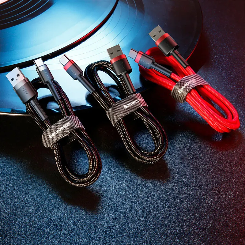 Baseus USB Cable de tipo C para xiaomi redmi note 7 USB-C teléfono móvil rápido de carga tipo-C Cable para Samsung Galaxy s9 S8 Plus