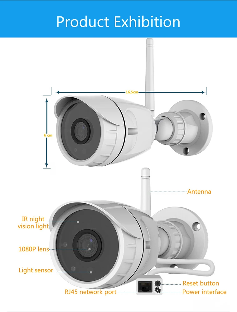 PUAroom ИК-видеонаблюдения IP пули Камера Открытый 1080 P Водонепроницаемый IP66 безопасности Камеры Скрытого видеонаблюдения Беспроводной