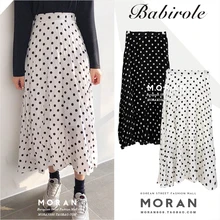 Весенняя длинная юбка в горошек с высокой талией, тонкая плиссированная юбка, свежая юбка Jupe Longue Falda Larga Gone goning Saia