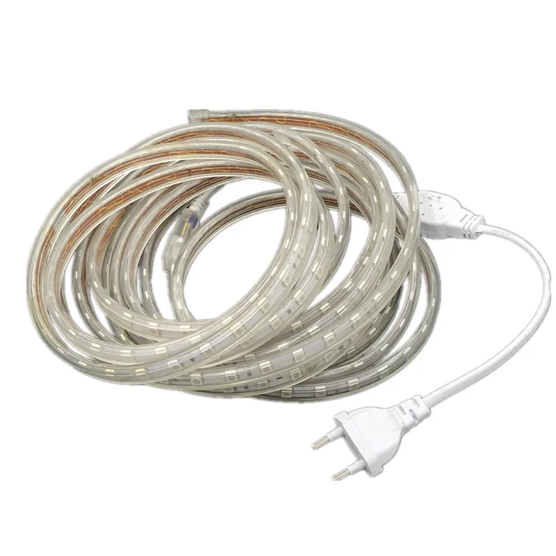 cheap 1 to 25M LED with EU plug light strip flexible lamp 60leds m ip67 waterproof tape light with power plug SMD 5050 AC220V