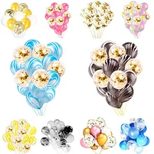 15 шт. розовые/черные/золотые вечерние конфетти-шарики для свадьбы, украшения для детского душа с лентой