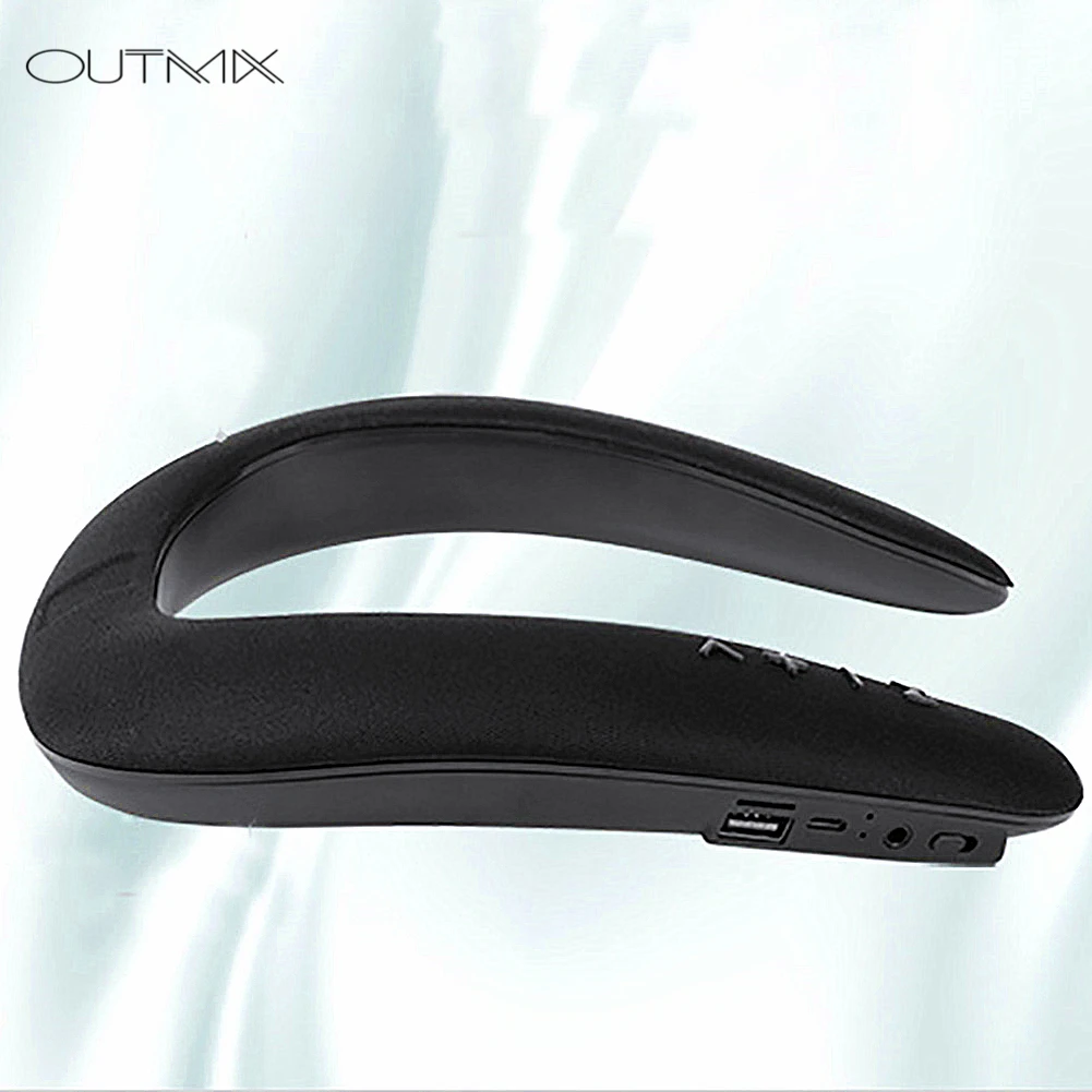 

OUTMIX 5D Stereo Wireless Bluetooth Speaker Waterproof Wearable Ring Necking Sport Neck Hanging Microphone Bluetooth Audio Call