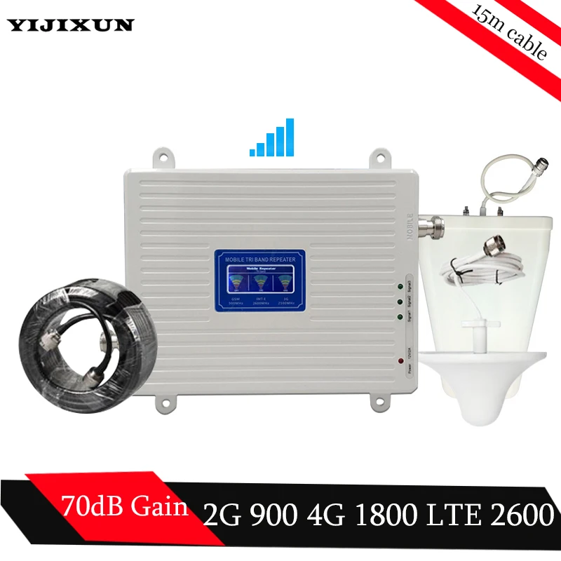 

2G 3G 4G Tri-Band Signal Booster 900/2600/1800MHZ GSM DCS LTE 900mhz 1800mhz 2600mhz 4G Mobile Phone Cellular Signal Repeater