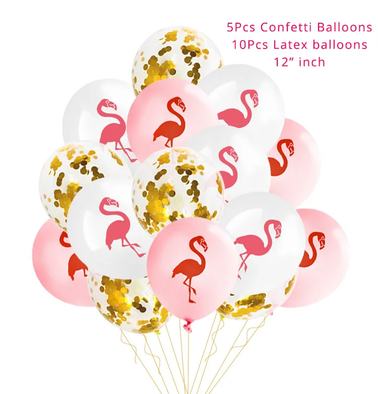 Pink 1 шт. розовые блестящие фламинго "с днем рождения" топперы для капкейков на день рождения декоративный для Бэйби шауэра детские праздничные принадлежности - Цвет: 15pcs Latex Balloon