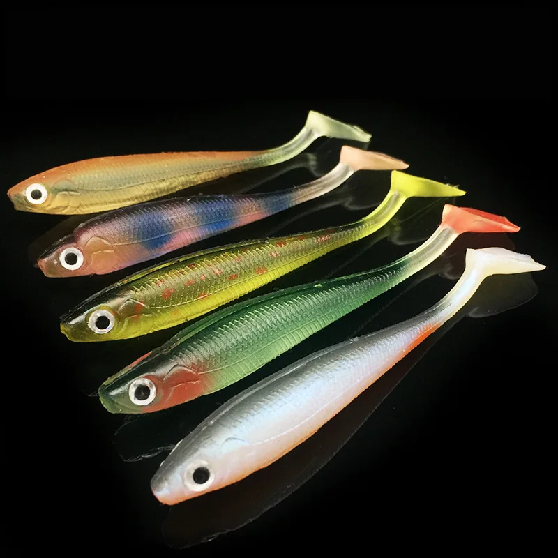 

10pcs T Tail Soft Lure 5g 9cm Fishing Wobblers Lure Rainbow PVC Wobbler Lures Bait For Fish Peche Minnow Swimbait Soft Baits