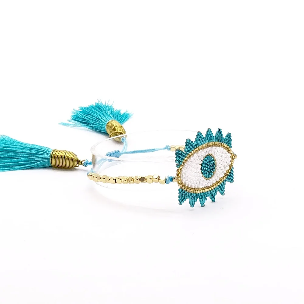 Go2boho Miyuki Delica Браслеты Зеленый сглаза браслет Insta модные браслеты с кисточкой женские ювелирные изделия ручной работы подарок завод