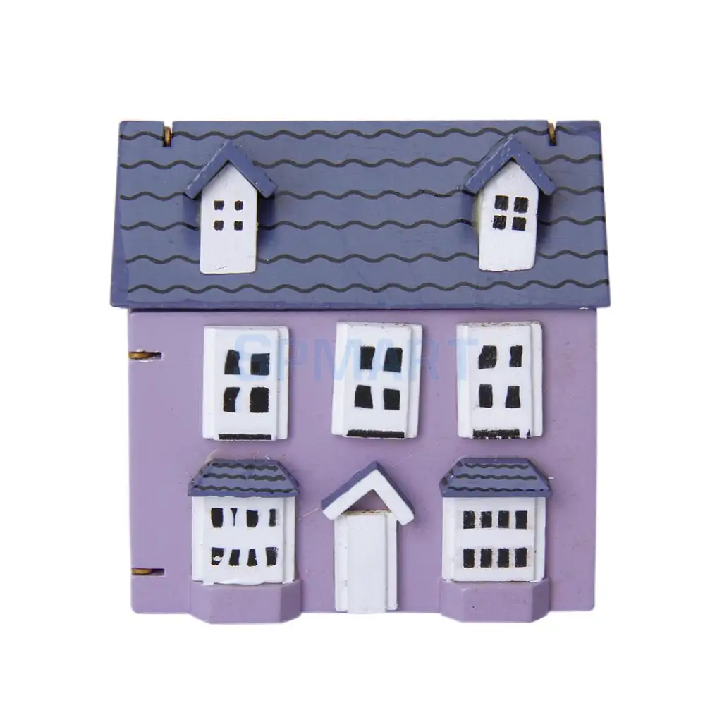 SPMART New Wooden Small House Playhouse for 1/12 Dollhouse Miniature