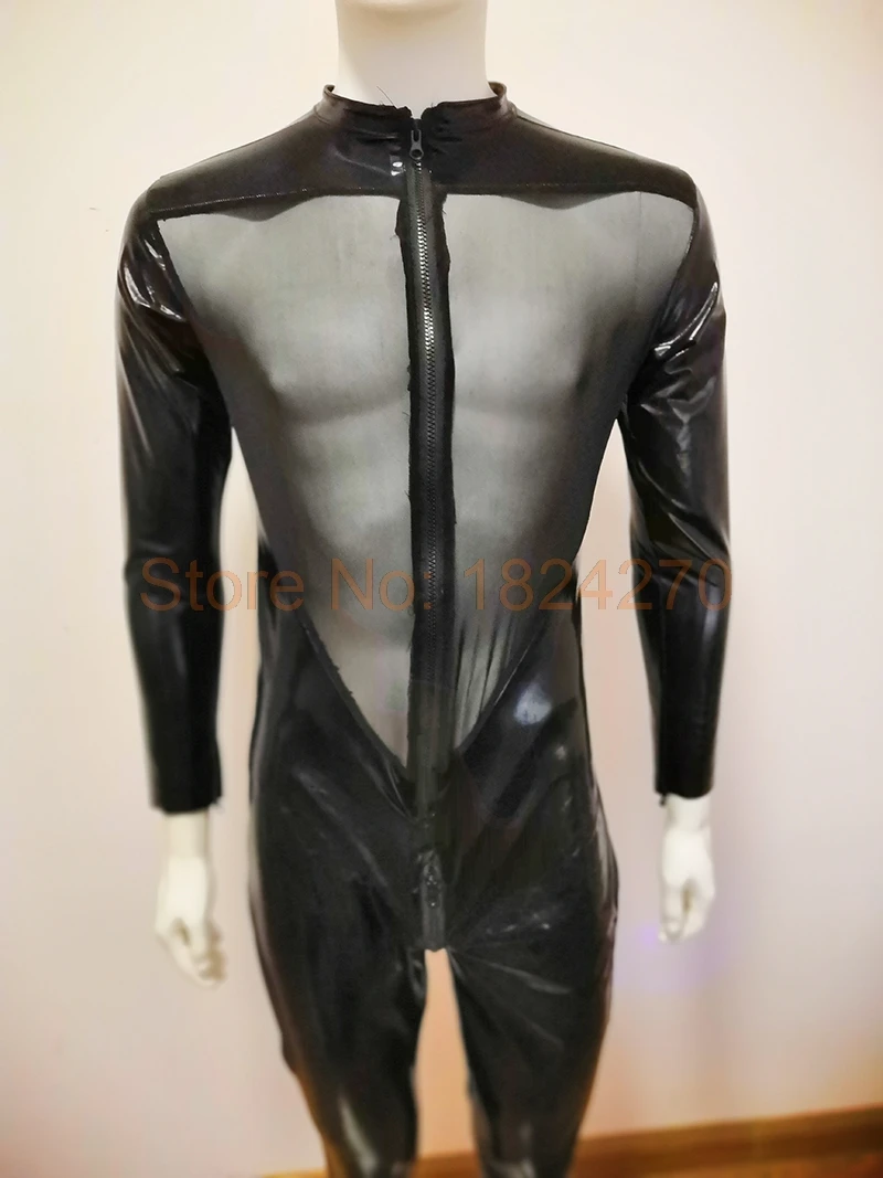 Adult Unitard Patent Leather Mens Sexy Long Sleeves Zipper Open Crotch Catsuit Zentai Jumpsuit Party Wear Pant Bodysuit Overalls 3XL Plus Size