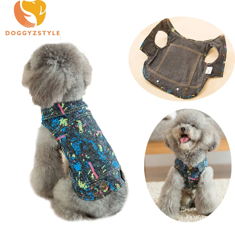 Jean Dog Vest Clothes Pet Puppy Casual Overalls Coat Warm Denim Jacket