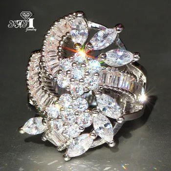 

YaYI Jewelry Fashion Princess Cut 6.5 CT White Zircon Silver Color Engagement Rings wedding Heart Rings Party Rings