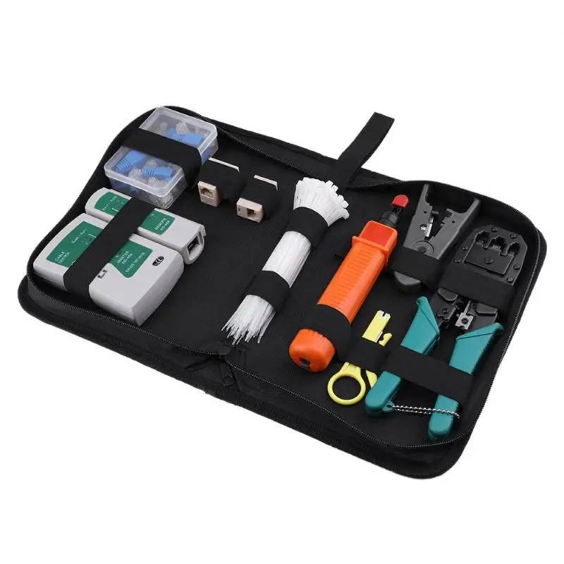 

11 in 1 Professional Network Computer Maintenance Repair Tool Cable Tester Screwdriver Crimper Pliers Kit With Box