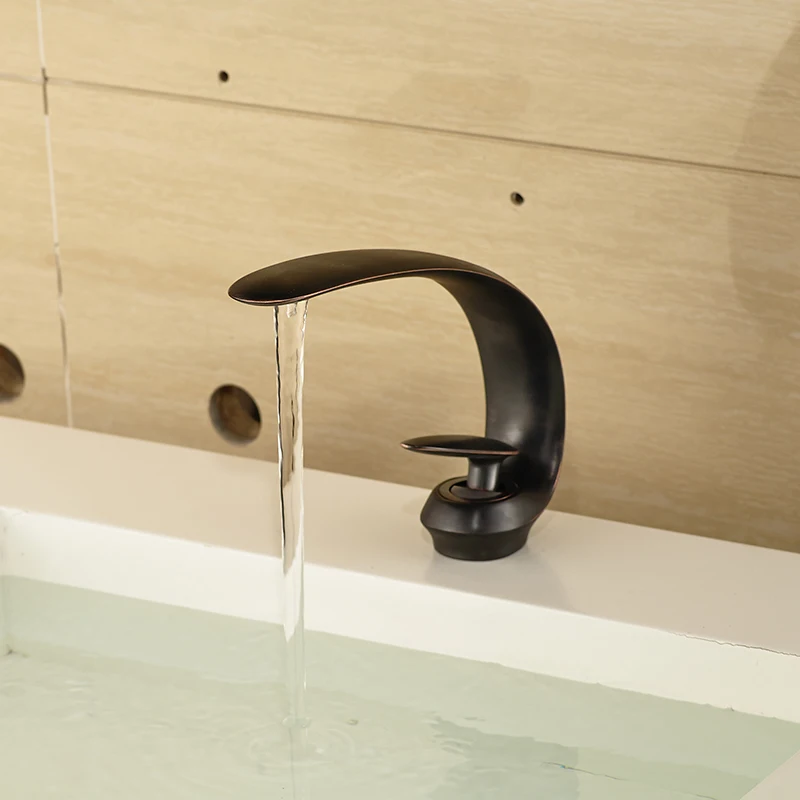 New& Hot Selling Black Bronze Brass Bathroom Waterfall Basin Water Tap