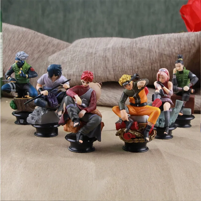 Женская экшн фигурка Наруто Kazekage Gaara & 6 шт./партия Uchiha Sasuke Haruno Sakura Hatake Kakashi 10 см