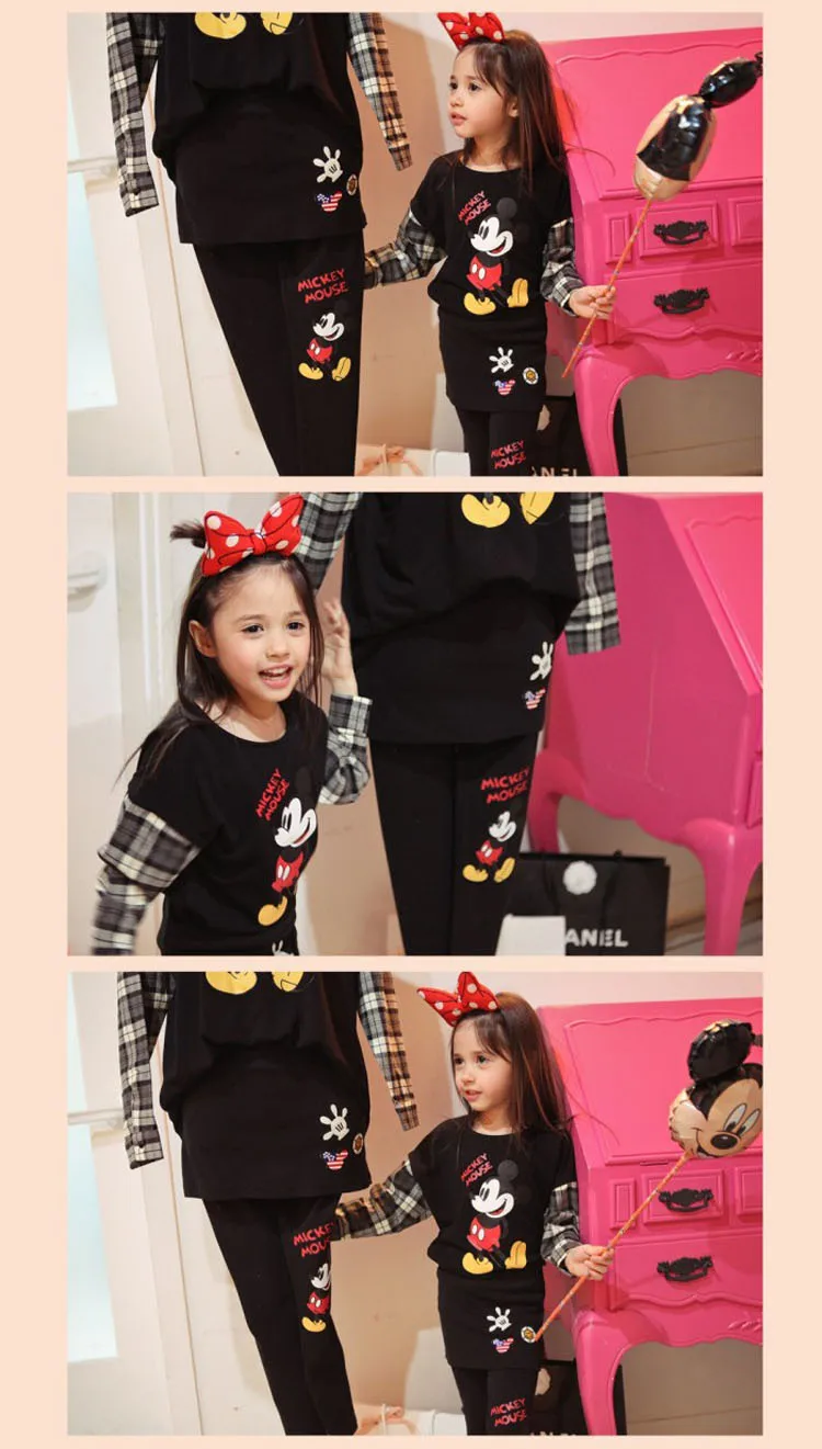 Весенняя детская одежда; хлопковая рубашка с Микки для девочек; Осенняя детская футболка с длинными рукавами; одежда От 3 до 8 лет