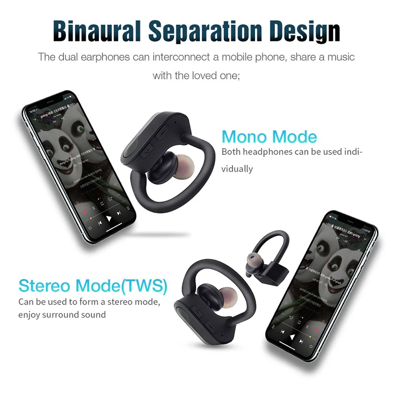 Беспроводные бинауральные Bluetooth наушники SWZYOR LY 20 TWS с ушным крючком Спортивная