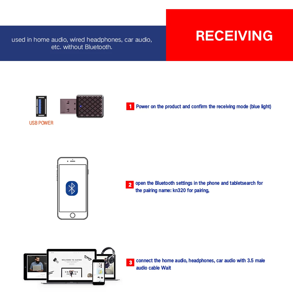 CRDC 5,0 Bluetooth аудио приемник передатчик Мини 3,5 мм AUX/RCA стерео Bluetooth передатчик для ТВ ПК автомобиля USB беспроводной адаптер