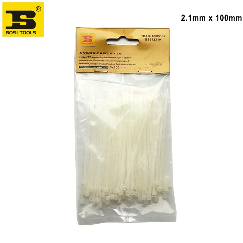 

Free Shipping BOSI 100pc/pack Nylon Cable Tie 2.1mmx100mm