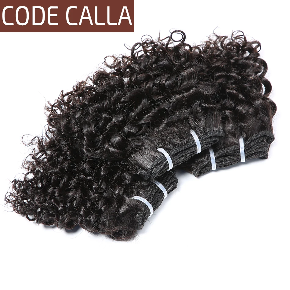 Code Calla Short-cut  Pre-Colored Raw Virgin Human Hair Weave Bundles 3 PCS 6 Inch Kinky Curly 6PCS Can Make A Wig Free Shipping