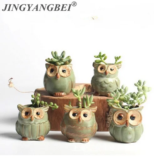 

Creative Ceramic Owl Shape Flower Pots for Fleshy Succulent Plant Animal Style Planter Home Garden Office Decoration