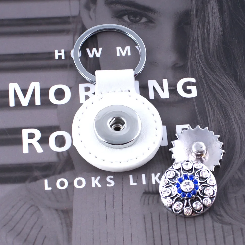 Wholesale high quality PU key chain white snaps Key chain buttons Key