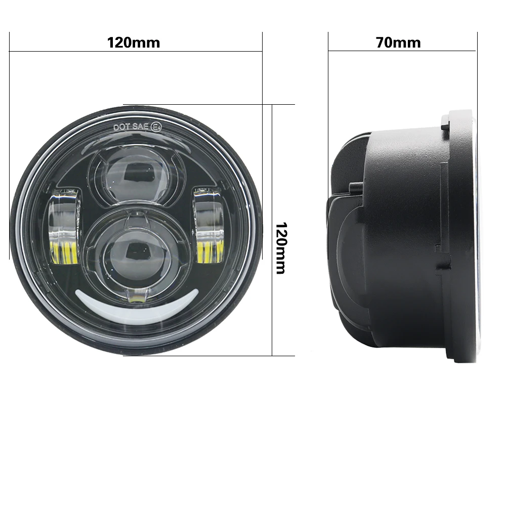 2PCS Black Chrome Motorcycle Headlight 4.65'' led Front Headlamps 5 INCH Fat Bob lights for Harley Fat Bob FXDF Headlights (30)