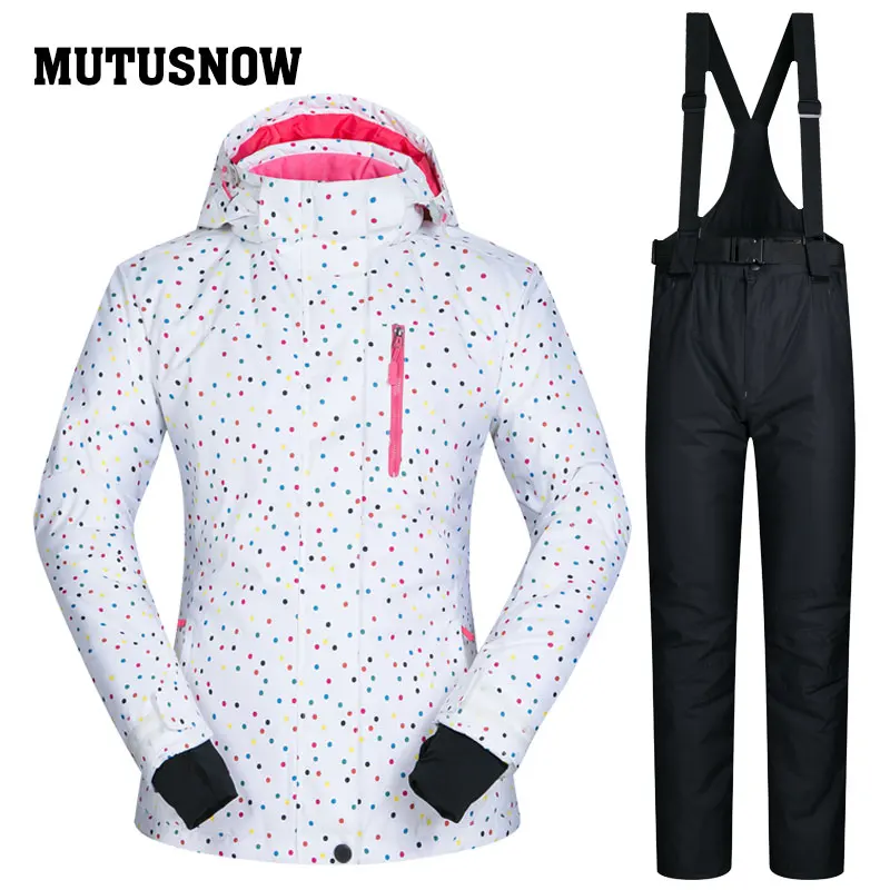 MUTUSNOW Women Ski Suit Snowboard Jacket Pant Windproof Waterproof Outdoor Sport Wear Dot Style Winter Female Clothing Trouser | Спорт и