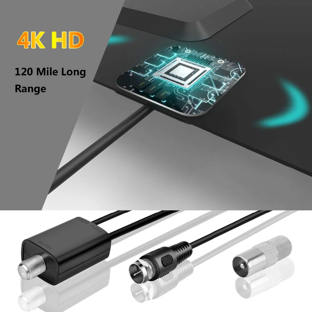 Плоская усиленная цифровая антенна HD tv 25 дБ с высоким коэффициентом усиления 50