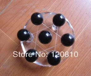 

Natural obsidian 40mm ball seven array feng shui decoration fortune lucky stand