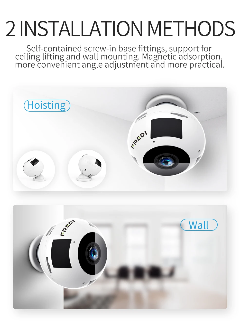 FREDI 360 градусов панорамная IP камера WiFi Беспроводная 960P рыбий ...