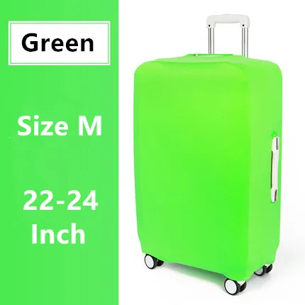 Обновить упругой путешествий багаж покрывает защитный чемодан чехол тележки Чехол износостойкий утолщение пыли крышка для 18-24 дюймов - Цвет: Green M 22 to 24in