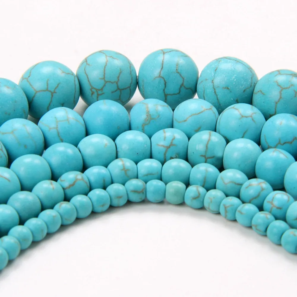 Fashion New! Top Quality 2015 Sale Round Natural Green Turquoise for Jewelry Making 4 6 8 10 12 MM Free Shipping Wholesale