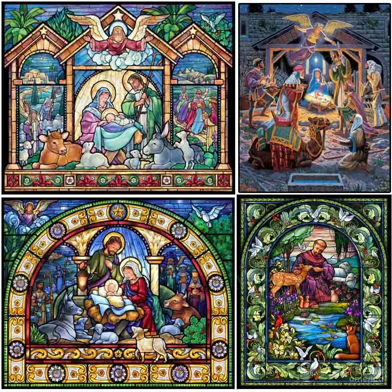 

full square/round drill 5D DIY diamond painting"holy family stained glass" Embroidery Pattern 3d cross stitch mosaic room decor