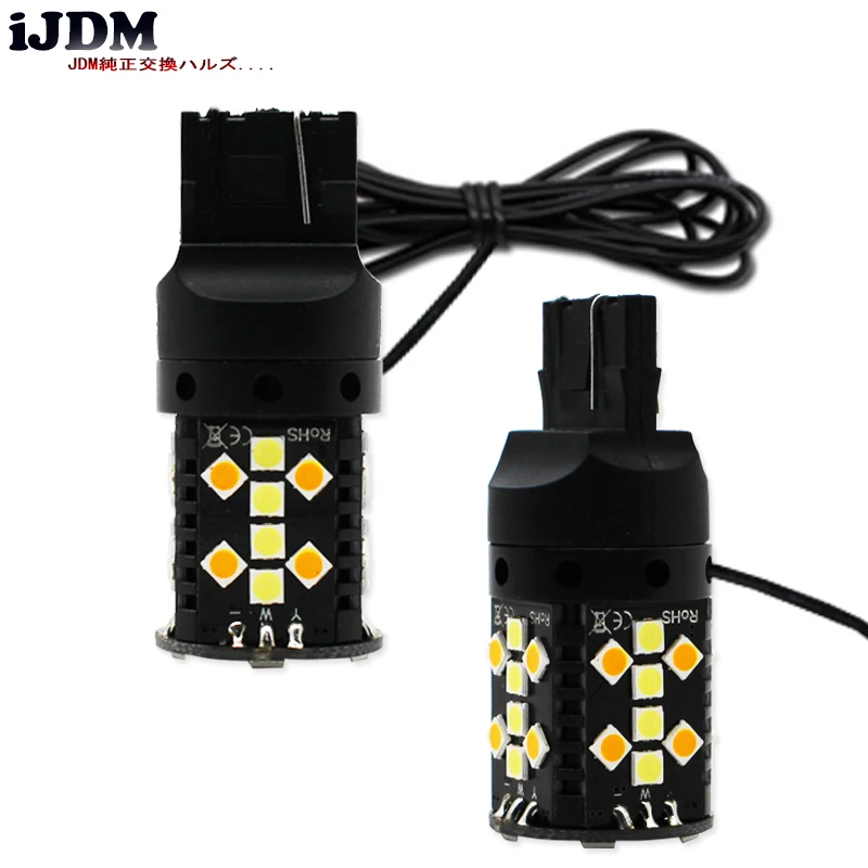 IJDM без Hyper Flash 7440 светодиодный W21W T20 Белый/янтарный лампы для 2015 up Ford Mustang дневные