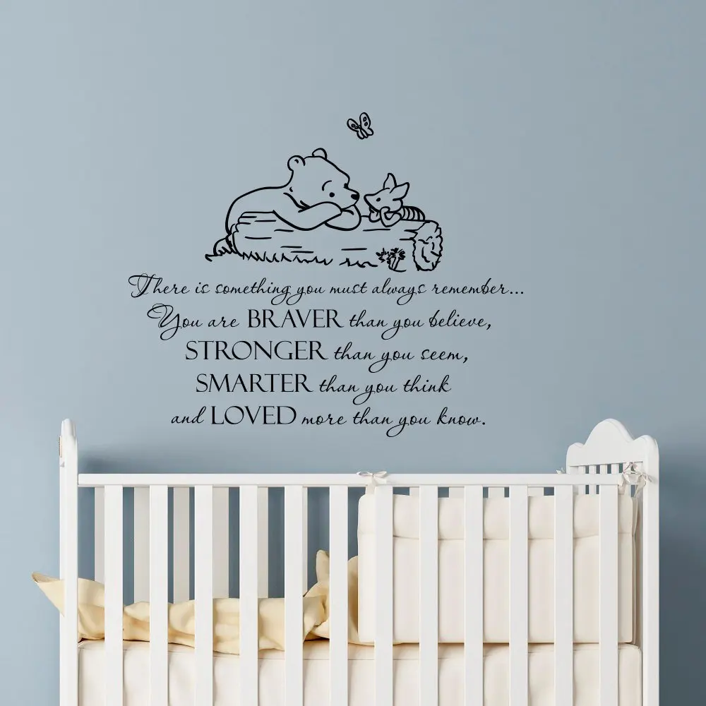 Kids Wall Decal Winnie The Pooh Quote Always Remember You Are Braver Than You Believe Classic ...