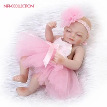 NPK кукла-реборн с мягким натуральным прикосновением, миниатюрная кукла для новорожденных 10 дюймов, мягкая силиконовая виниловая Розовая кукла